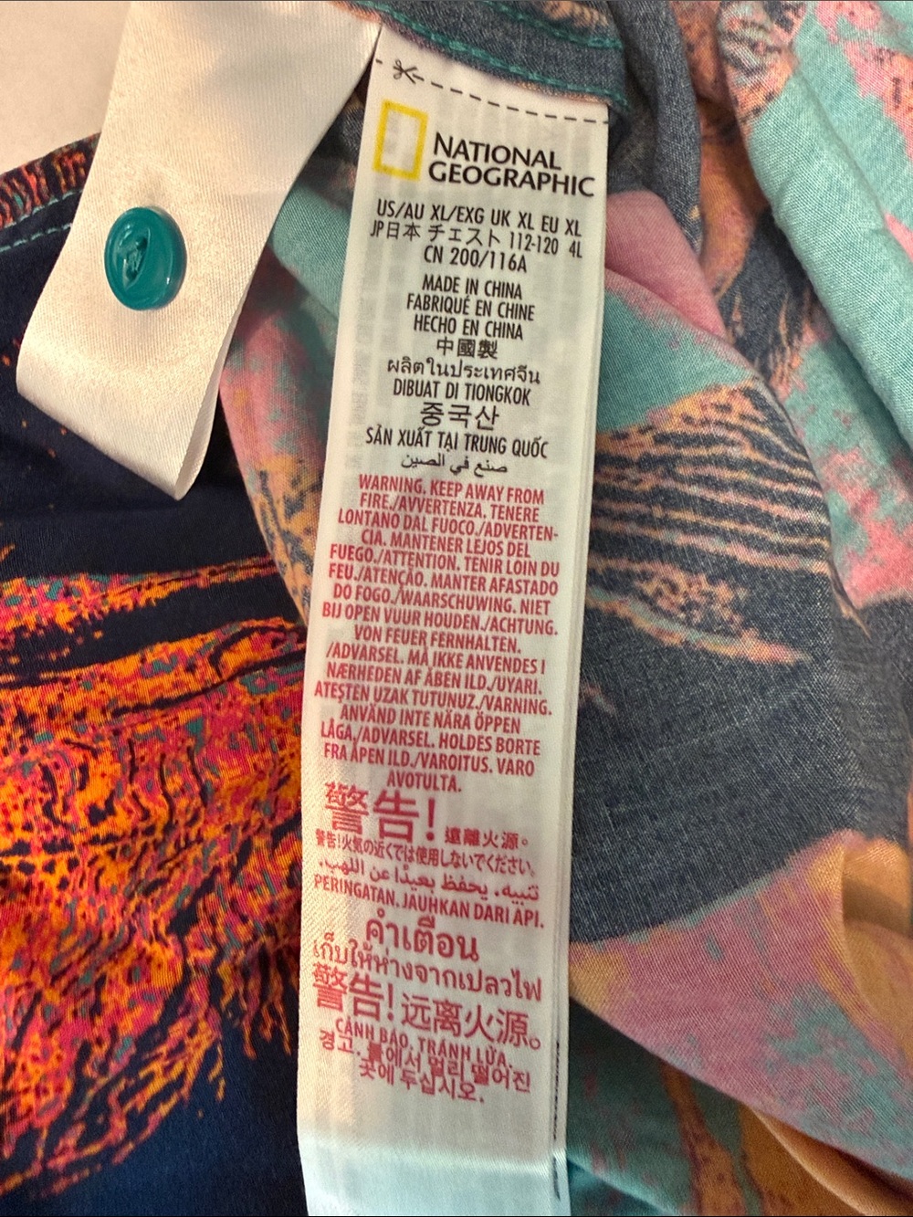 National Geographic Colorful Abstract Graphic Tee in Teal, Orange & Pink - Picture 5 of 5